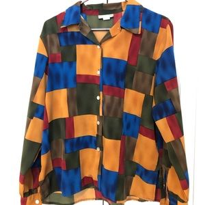 funky-patterned button down